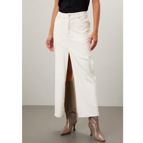 DL1961 Women's Off-White Denim Cotton Blend Asra Ecru Maxi Skirt Size 27 - Picture 1 of 11